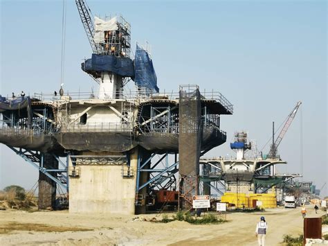 The 9.8km Kacchi Dargaha–Bidupur Bridge (Patna's 2nd Ganga River Bridge) under construction in ...