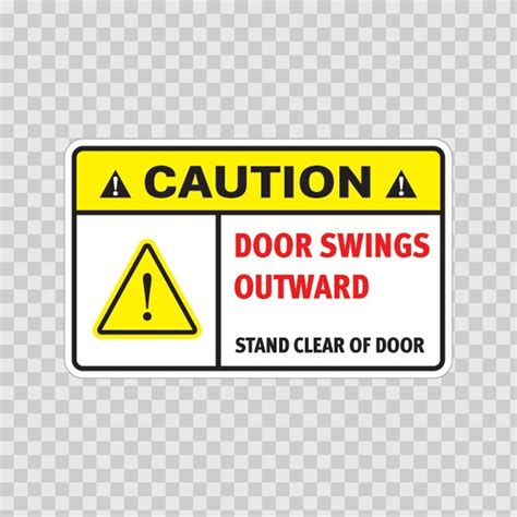 Printed vinyl Caution Door Swings Outward. Stand Clear Of Door. | Stickers Factory