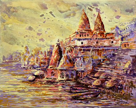 Banaras Ghat, Painting by Professional Artist Chitra Vaidya