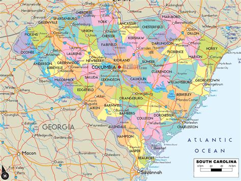 South Carolina Cities Map