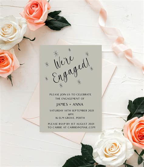 Elegant Engagement Party Invitation Template Editable | Etsy