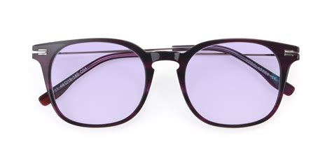 Dark Purple Oversized Keyhole Bridge Square Tinted Sunglasses with Light Purple Sunwear Lenses ...