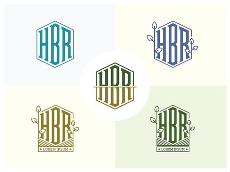 Premium Vector | Hbr letter initial nature logo vector design set