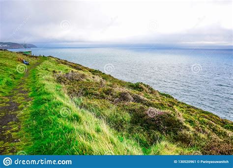 Beautiful Isle of Man Landscape with Walk Way through Green Grass Up on ...