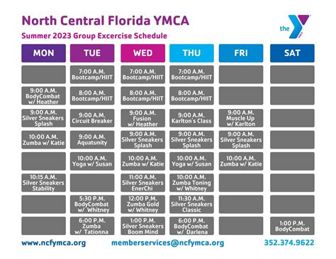 Ymca Calendar Schedule - Heddi Brandie