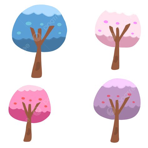 Tree Spring Cute Collection Vector, Tree, Spring Art, Tree Art PNG and Vector with Transparent ...