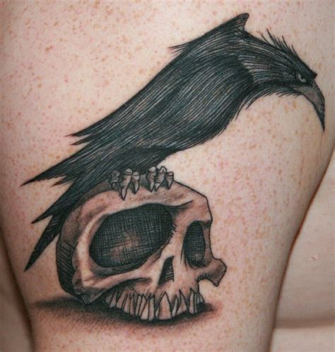 Raven and skull tattoo | Picture tattoos, Skull tattoo design, Skull tattoos