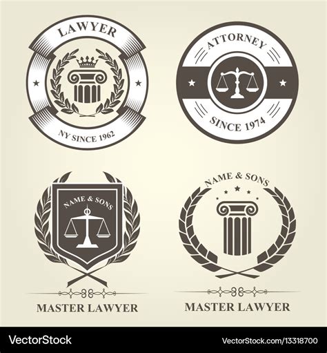 Attorney and lawyer bureau emblems and badges Vector Image