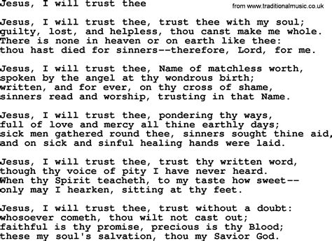 Advent Hymns, Song: Jesus, I Will Trust Thee, complete lyrics, and PDF