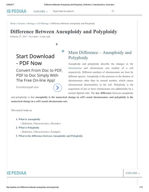 (PDF) Difference Between Aneuploidy and Polyploidy