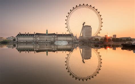 London, England, City, Sea, Water, Reflection, London Eye, Ferris Wheel, River, River Thames ...