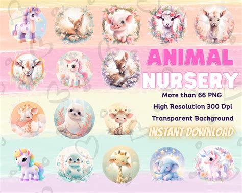 Adorable Animal Nursery Clipart Collection | High-Resolution Digital Art for DIY Decor