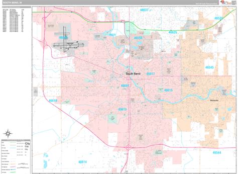 South Bend Indiana Wall Map (Premium Style) by MarketMAPS - MapSales