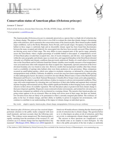 (PDF) Conservation status of American pikas (Ochotona princeps)