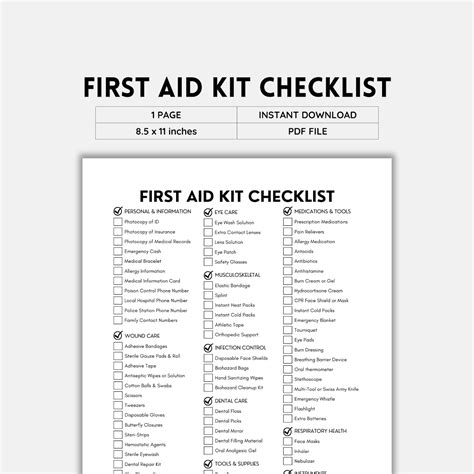 First Aid Kit, First Aid Checklist, Checklist Printable, Survival Kit ...