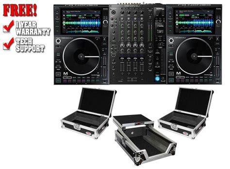 (2) Denon SC6000M Prime Media Players and X1850 Prime 4-Channel Club Mixer with ATA Cases Pro DJ ...