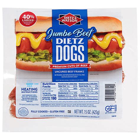 Dietz & Watson Beef Franks, Uncured, Jumbo 15 oz | Shop | Foodtown