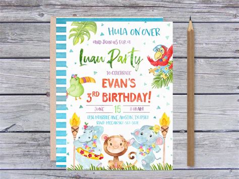 Luau Birthday Invitations Luau Birthday Invitation Luau - Etsy