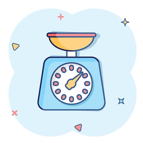 Bathroom weight scale icon in comic style. Mass measurement cartoon vector illustration on ...