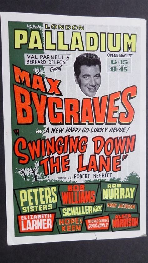 Max Bygraves in Swinging Down the Lane. London Palladium, 1959 | Max ...