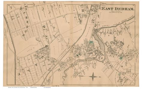 East Dedham, Massachusetts 1876 Old Town Map Reprint - Norfolk Co ...