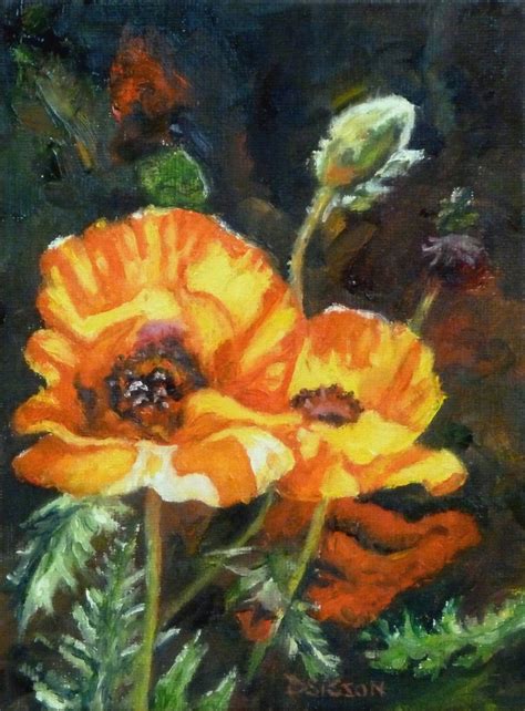 Daily Painting Projects: Hot Poppies Oil Painting Still Life Art Flowers Botanical Floral