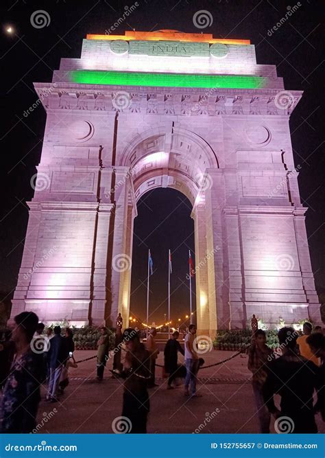 India Gate at Night editorial photography. Image of touristplace - 152755657