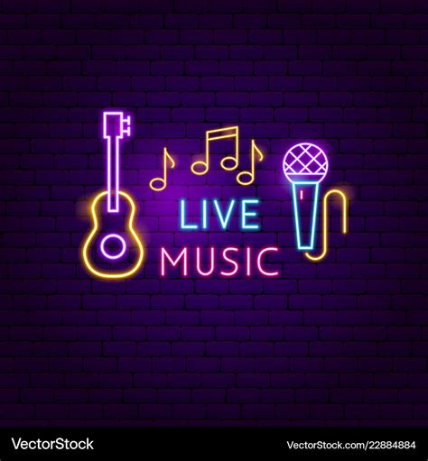 Live music neon sign Royalty Free Vector Image