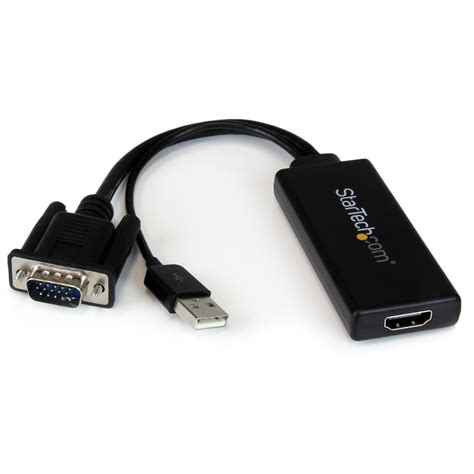 Amazon.com: StarTech.com VGA2HDU 1080p VGA to HDMI Adapter with USB Audio and Power Portable VGA ...