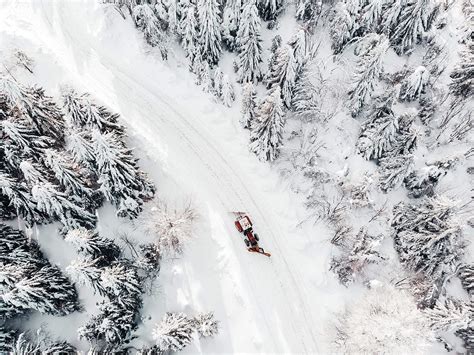 Aerial Drone Shot of a Snowy Road Free Stock Photo | picjumbo