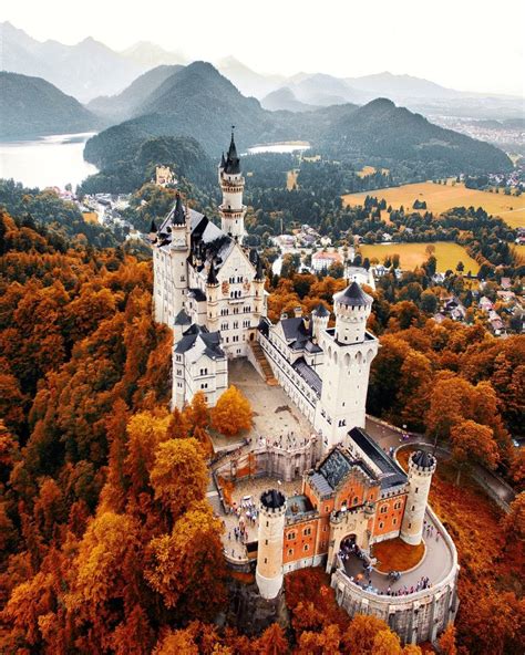 Neuschwanstein Castle in Schwangau, Germany. Construction started in ...