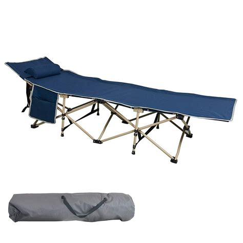 KARMAS PRODUCT Comfortable Camping Cot with Side Storage Bag Foldable Camp Cot Folding Sleeping ...