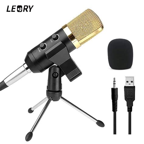 LEORY Professional USB Condenser Microphone With Stand Mount For Recording Radio Studio ...