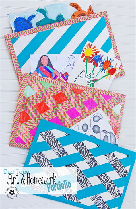 Tame the Schoolwork with a Duck Tape Art Portfolio! - onecreativemommy.com