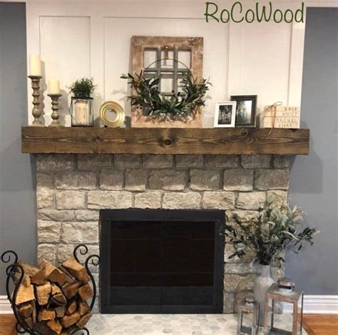 Rustic Wood Fireplace Mantel Shelf Distressed Farmhouse Handmade Floating Fireplace Beam Custom ...