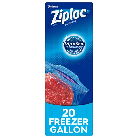 Ziploc Brand Freezer Gallon Bags with Grip 'n Seal Technology, 20 Count - Walmart.com - Walmart.com