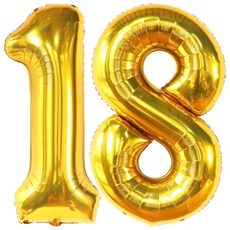 Buy 18 Balloon Numbers for 18th Birthday Decorations - Giant 40 Inch ...