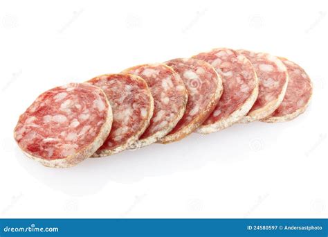 Salami slices stock image. Image of background, closeup - 24580597