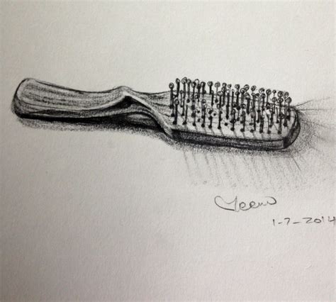 Hair Brush, Charcoal Pencil On Paper, By Meenu Devrani 2014 - Hair Brush Sketch | Hair brush ...