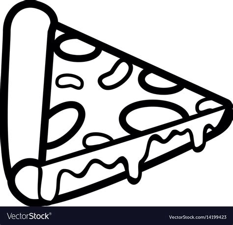Silhouette fast food pizza meal Royalty Free Vector Image