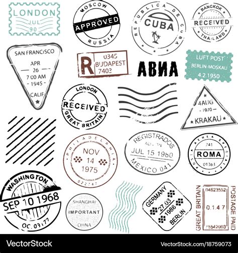 Vintage post stamps design collection Royalty Free Vector