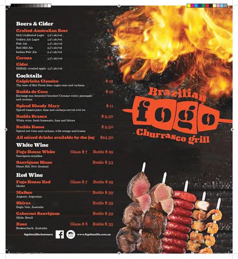 Fogo Brazilian Churrasco Grill Menu - Urbanspoon/Zomato