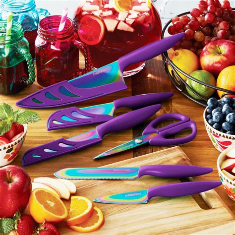 Farberware Colourworks 11-Piece Rainbow Titanium Teal Knife Set - Walmart.com - Walmart.com Cool ...