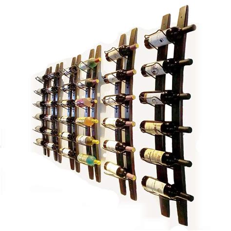 Wall mounted wine rack hanging liquid bottle shelf rustic barrel stave hanging wooden wall ...