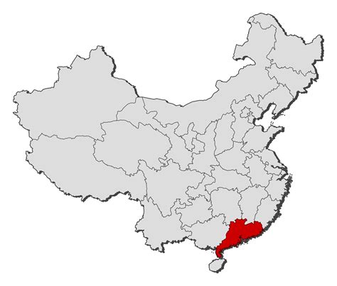 Map of China, Guangdong highlighted – NBN