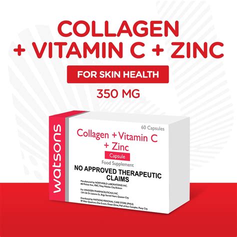 WATSONS GENERICS, Collagen + Vitamin C + Zinc 1 Capsule | Watsons ...