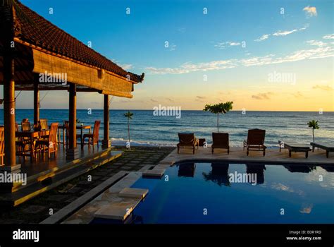 resort with swimming pool at beach in amed bali indonesia Stock Photo ...