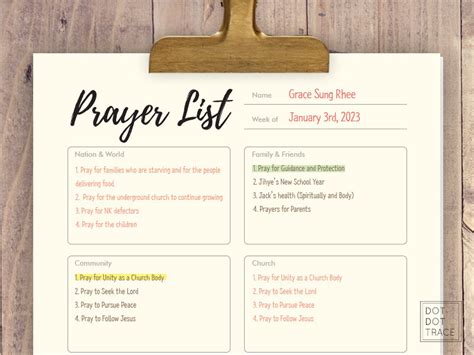 Printable Prayer List Template Weekly Prayer Lists - Etsy