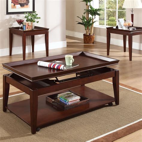 Clemens Coffee Table & End Tables Set - Cherry Finish | DCG Stores