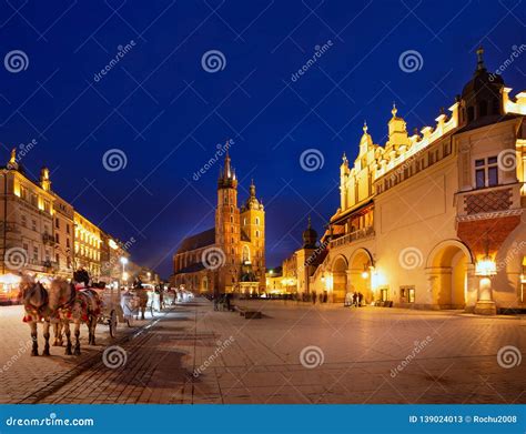 Krakow. Night View of the Old Town Stock Image - Image of europe, night ...